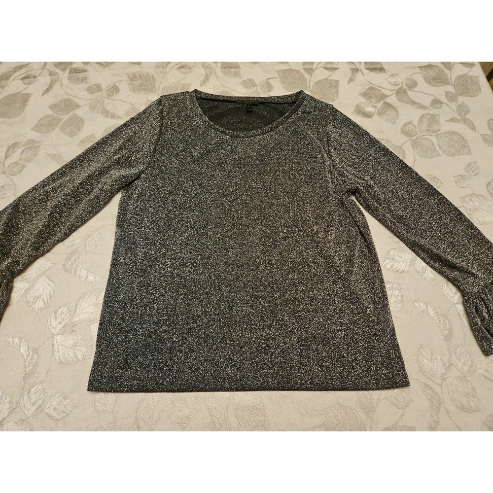 J Crew Blouse L Black Metallic Dark Fairy Shimmer Gam Feminine Sparkle Event - Picture 14 of 15